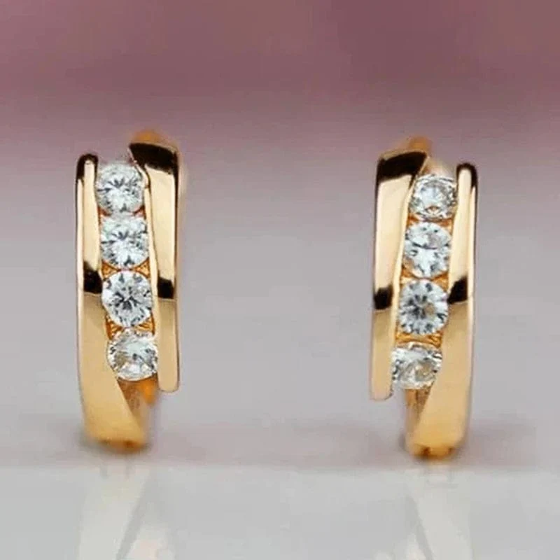 Huitan Goldfarbene Creolen für Damen, für den Alltag, Statement-Ohrringe mit Kreisdesign, zurückhaltendes Temperament, vielseitiger Damenschmuck
