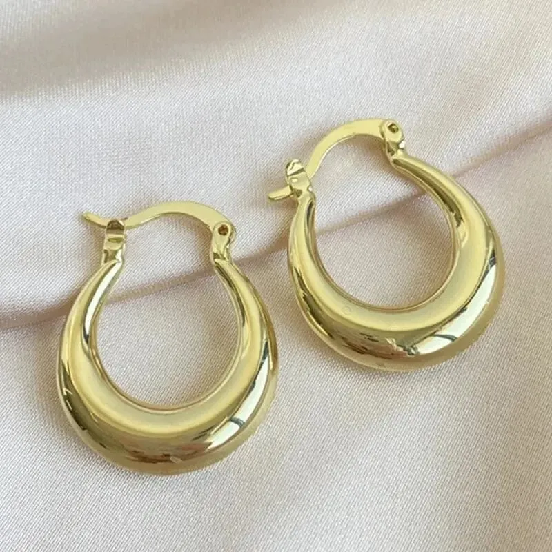 ZAKOL Geometrische U-förmige klobige Creolen C-Form Schmuck für Frauen und Mädchen Trendy Metallstruktur 18 K goldene Ohrstecker Zubehör