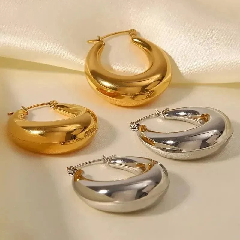 ZAKOL Geometrische U-förmige klobige Creolen C-Form Schmuck für Frauen und Mädchen Trendy Metallstruktur 18 K goldene Ohrstecker Zubehör