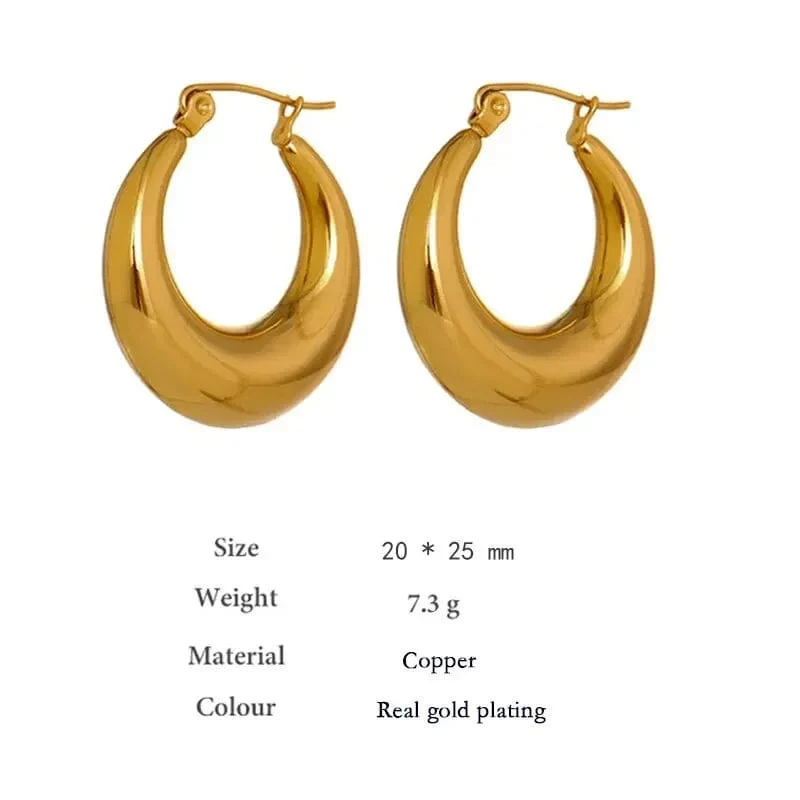 ZAKOL Geometrische U-förmige klobige Creolen C-Form Schmuck für Frauen und Mädchen Trendy Metallstruktur 18 K goldene Ohrstecker Zubehör
