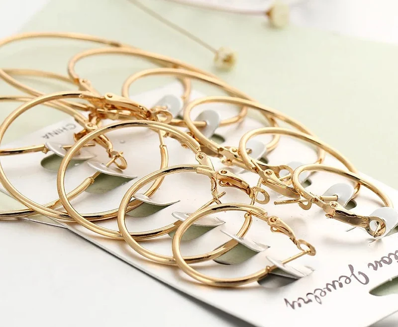 Neu 6 Paare/satz Hoop Ohrringe Gold Silber farbe Kleine Große Kreis Ohrring Set für Frauen Einfache Punk Ohr Clip 2019 Mode schmuck