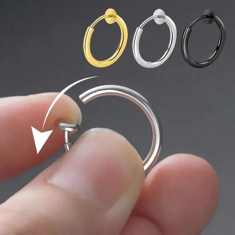 2 Stück Kleine Hoop Feder Ohrclips Ohrringe Für Frauen Männer Edelstahl Schmerzlos Kein Piercing Stealth Gefälschte Ohrschmuck 8-16mm