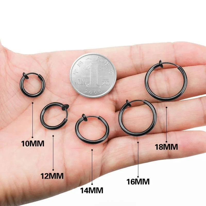 2 Stück Kleine Hoop Feder Ohrclips Ohrringe Für Frauen Männer Edelstahl Schmerzlos Kein Piercing Stealth Gefälschte Ohrschmuck 8-16mm