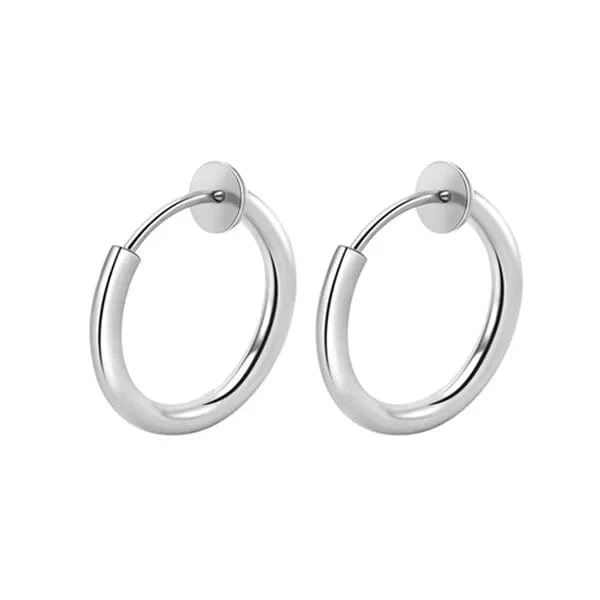 2 Stück Kleine Hoop Feder Ohrclips Ohrringe Für Frauen Männer Edelstahl Schmerzlos Kein Piercing Stealth Gefälschte Ohrschmuck 8-16mm