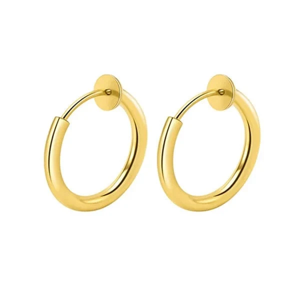 2 Stück Kleine Hoop Feder Ohrclips Ohrringe Für Frauen Männer Edelstahl Schmerzlos Kein Piercing Stealth Gefälschte Ohrschmuck 8-16mm