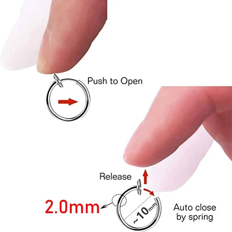 2 Stück Kleine Hoop Feder Ohrclips Ohrringe Für Frauen Männer Edelstahl Schmerzlos Kein Piercing Stealth Gefälschte Ohrschmuck 8-16mm