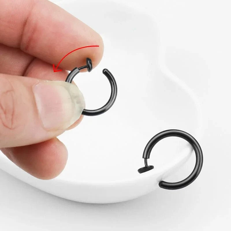 2 Stück Kleine Hoop Feder Ohrclips Ohrringe Für Frauen Männer Edelstahl Schmerzlos Kein Piercing Stealth Gefälschte Ohrschmuck 8-16mm