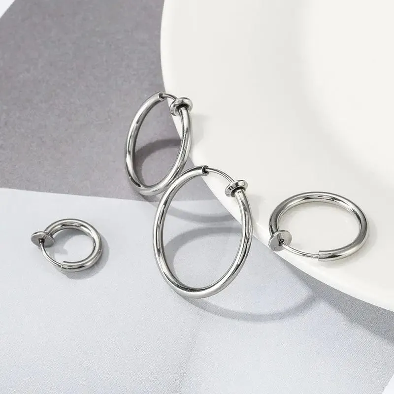 2 Stück Kleine Hoop Feder Ohrclips Ohrringe Für Frauen Männer Edelstahl Schmerzlos Kein Piercing Stealth Gefälschte Ohrschmuck 8-16mm