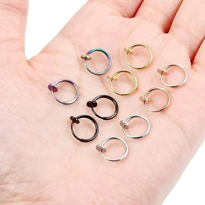2 Stück Kleine Hoop Feder Ohrclips Ohrringe Für Frauen Männer Edelstahl Schmerzlos Kein Piercing Stealth Gefälschte Ohrschmuck 8-16mm