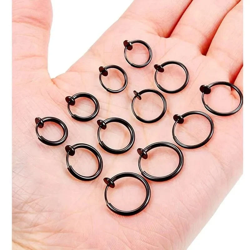 2 Stück Kleine Hoop Feder Ohrclips Ohrringe Für Frauen Männer Edelstahl Schmerzlos Kein Piercing Stealth Gefälschte Ohrschmuck 8-16mm
