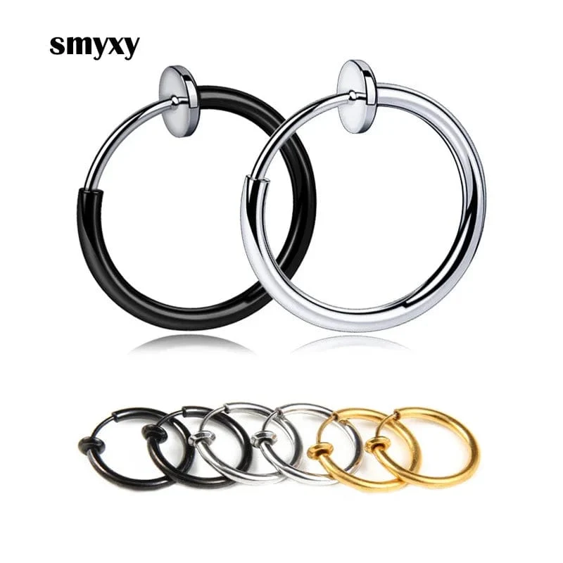 1 Paar Punk Stealth Ohrclips für Herren/Damen ohne Loch Ohrclips Ohrmanschette Federclip Helix Ring Hoop Fake Ohrring Hoop