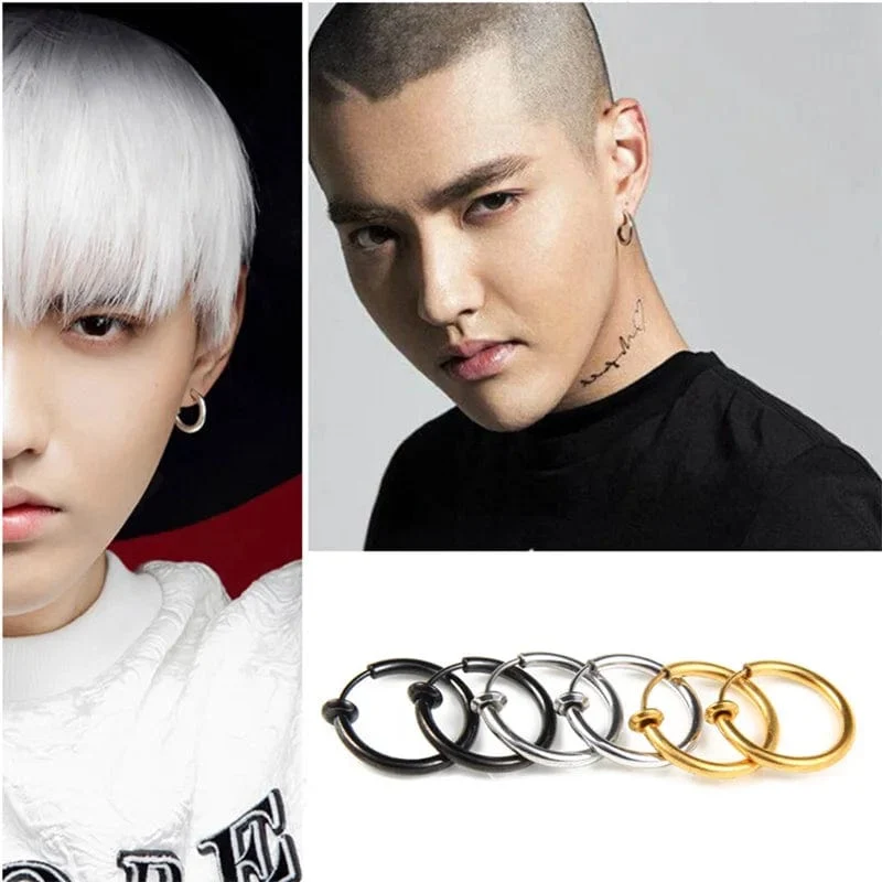 1 Paar Punk Stealth Ohrclips für Herren/Damen ohne Loch Ohrclips Ohrmanschette Federclip Helix Ring Hoop Fake Ohrring Hoop