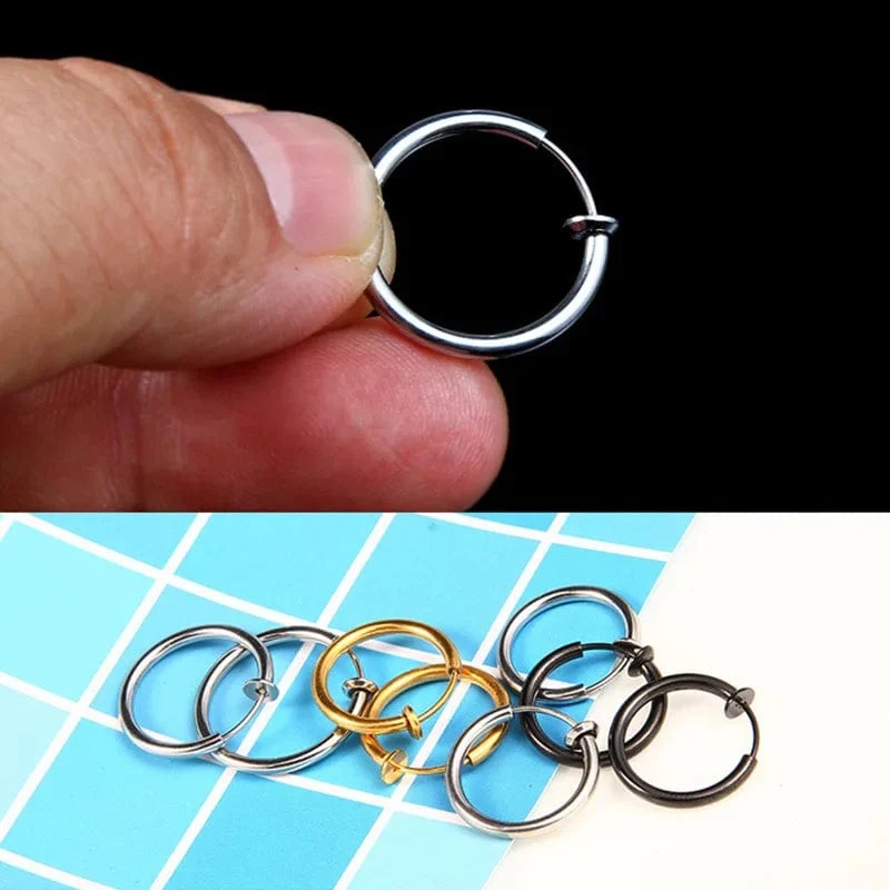 1 Paar Punk Stealth Ohrclips für Herren/Damen ohne Loch Ohrclips Ohrmanschette Federclip Helix Ring Hoop Fake Ohrring Hoop
