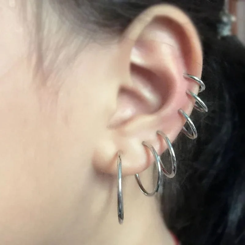 1 Paar Punk Stealth Ohrclips für Herren/Damen ohne Loch Ohrclips Ohrmanschette Federclip Helix Ring Hoop Fake Ohrring Hoop