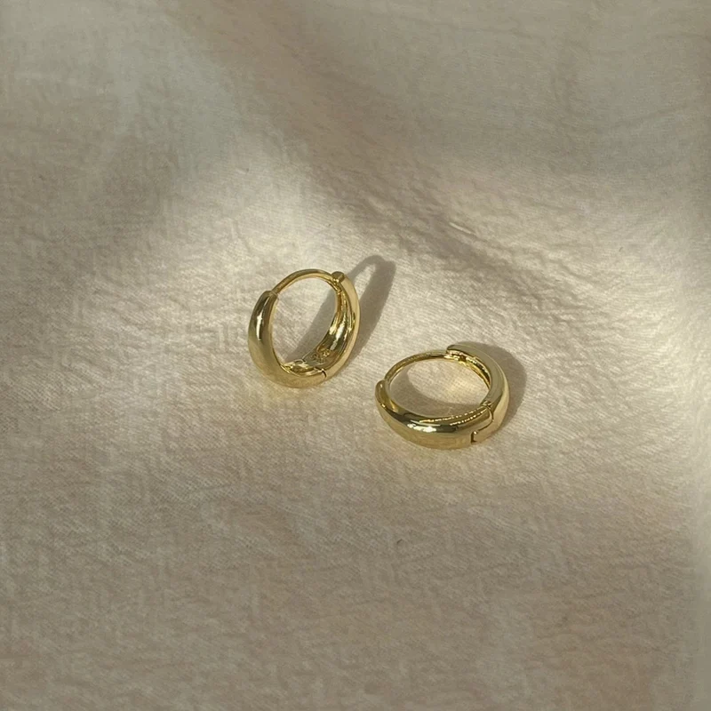 1 Paar minimalistische Creolen aus Edelstahl für Frauen in Goldfarbe, kleiner runder Kreis, 6/10/12 mm, Punk-Unisex-Rock-Ohrring