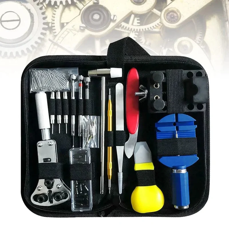147-teiliges Uhrenarmband-Auflöseset für Uhrenglieder, Öffner, Gehäusereparatur-Werkzeugsatz, Öffner, Federsteg-Entferner, Uhrenmacher-Werkzeugset