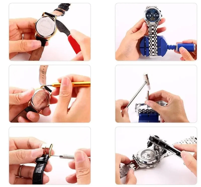 147-teiliges Uhrenarmband-Auflöseset für Uhrenglieder, Öffner, Gehäusereparatur-Werkzeugsatz, Öffner, Federsteg-Entferner, Uhrenmacher-Werkzeugset