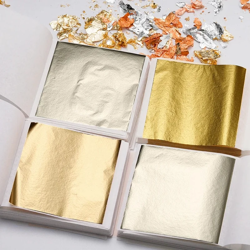 100–200 Blatt Blattgold-Imitation, Papier, Vergoldung, Epoxidharz, Form zum Befüllen, Dekorieren, Schmuckherstellung, Harzhandwerk, Werkzeug