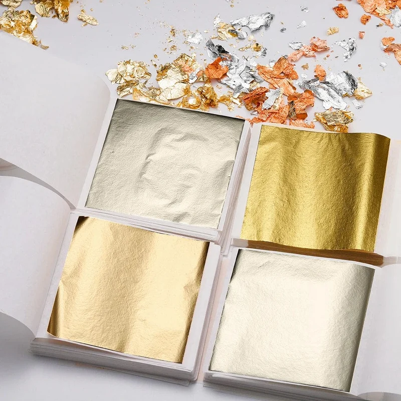 100–200 Blatt Blattgold-Imitation, Papier, Vergoldung, Epoxidharz, Form zum Befüllen, Dekorieren, Schmuckherstellung, Harzhandwerk, Werkzeug