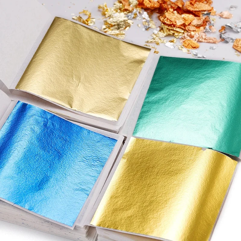 100–200 Blatt Blattgold-Imitation, Papier, Vergoldung, Epoxidharz, Form zum Befüllen, Dekorieren, Schmuckherstellung, Harzhandwerk, Werkzeug