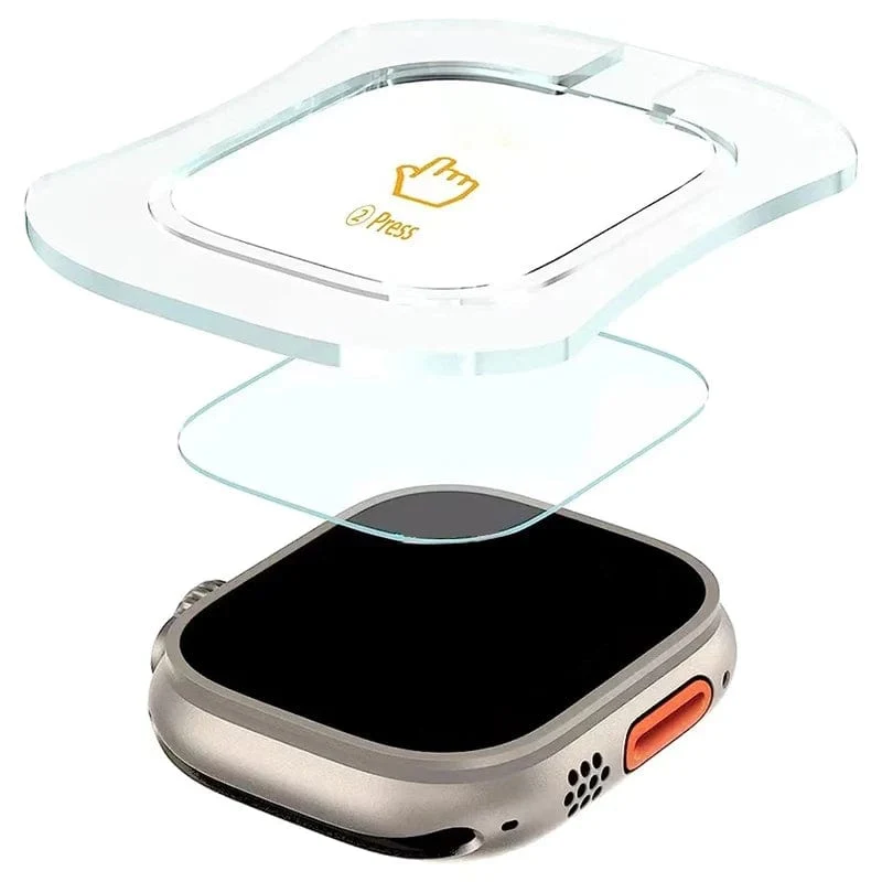 HD-Hartglasfolie für Apple Watch Series Ultra 49 mm, mit Ausrichtungswerkzeug, einfach zu installierender Displayschutz für iWatch Ultra 2