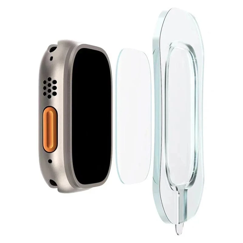 HD-Hartglasfolie für Apple Watch Series Ultra 49 mm, mit Ausrichtungswerkzeug, einfach zu installierender Displayschutz für iWatch Ultra 2