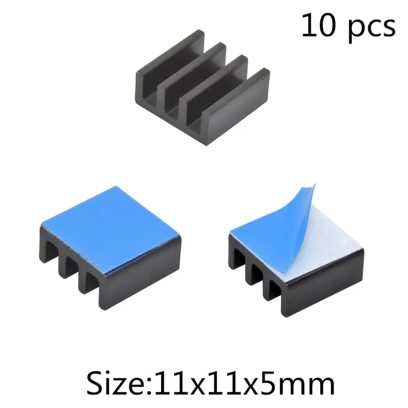 Aluminium-Kühlkörper, Kühlkörper für elektronische IC-Chips, RAM, MOS, Dynatron, Raspberry Pi, Kühlung mit wärmeleitendem Band