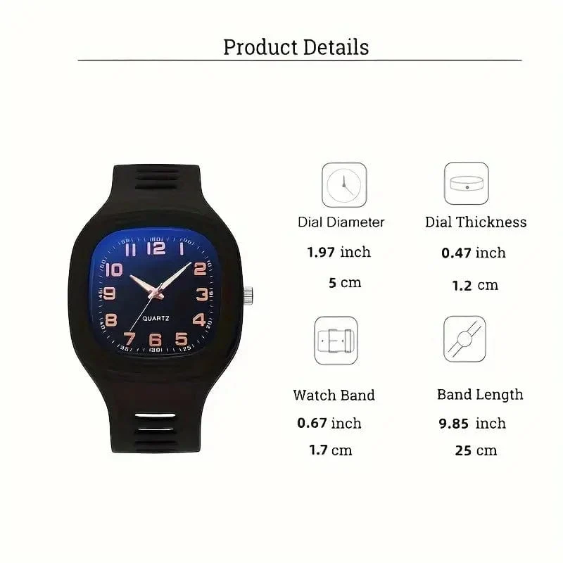 Quadratische elektronische Uhr mit Silikonband – sportliche modische Digitaluhr für Studenten und Teenager