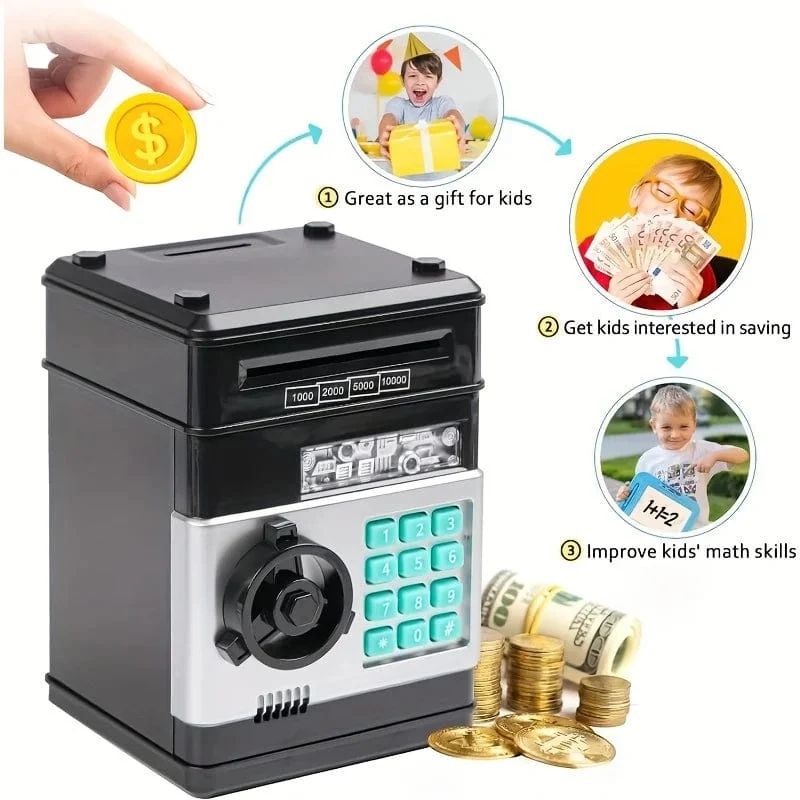 Elektronisches Sparschwein, Passwort-Safe, Geldboxen für Kinder, digitale Münzen, Bargeld sparen, Safe, Geldautomat, Geschenke für Kinder
