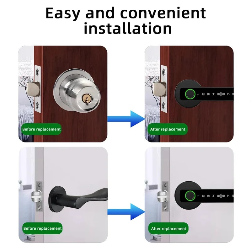 RAYKUBE M5 Tuya BLE Fingerabdruck-Türschloss Digitales elektronisches Schloss mit Passwort/Schlüssel/IC-Karte/Smartlife/Tuya APP-Entsperren