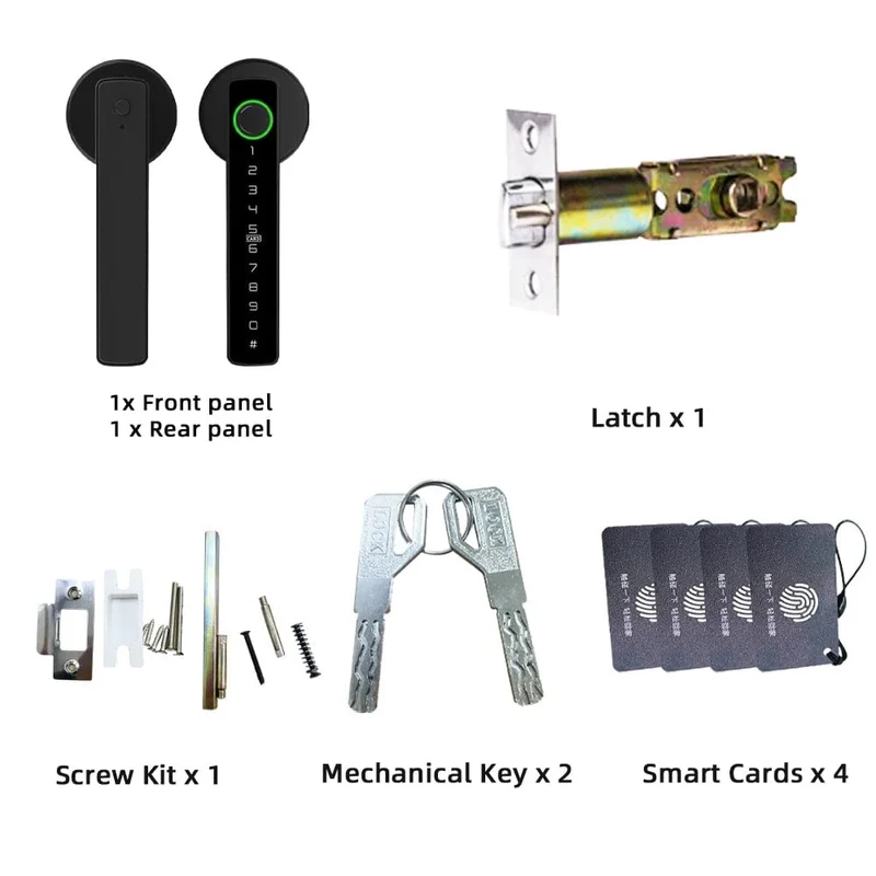RAYKUBE M5 Tuya BLE Fingerabdruck-Türschloss Digitales elektronisches Schloss mit Passwort/Schlüssel/IC-Karte/Smartlife/Tuya APP-Entsperren