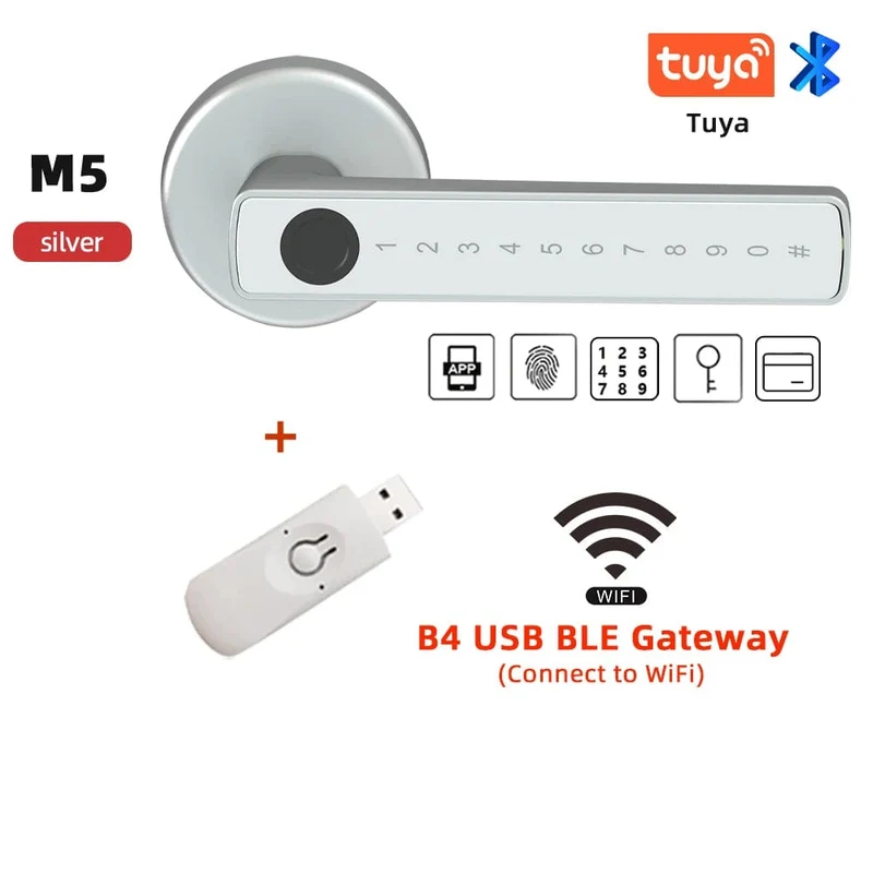 RAYKUBE M5 Tuya BLE Fingerabdruck-Türschloss Digitales elektronisches Schloss mit Passwort/Schlüssel/IC-Karte/Smartlife/Tuya APP-Entsperren