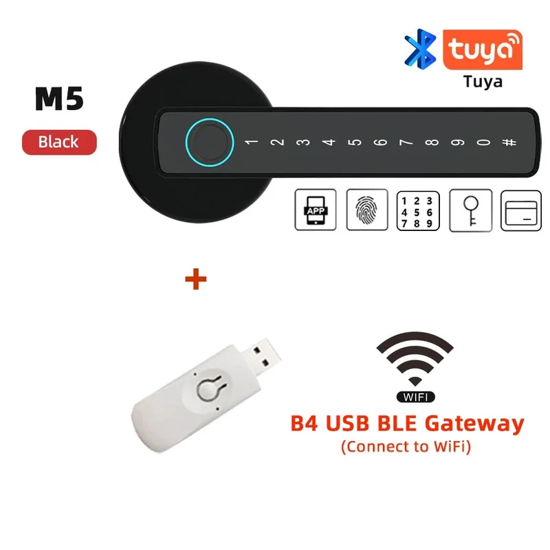 RAYKUBE M5 Tuya BLE Fingerabdruck-Türschloss Digitales elektronisches Schloss mit Passwort/Schlüssel/IC-Karte/Smartlife/Tuya APP-Entsperren