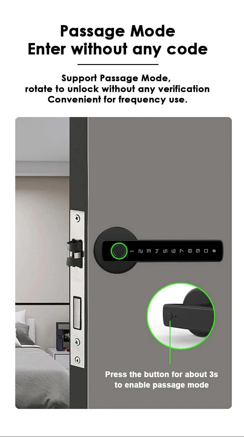RAYKUBE M5 Tuya BLE Fingerabdruck-Türschloss Digitales elektronisches Schloss mit Passwort/Schlüssel/IC-Karte/Smartlife/Tuya APP-Entsperren