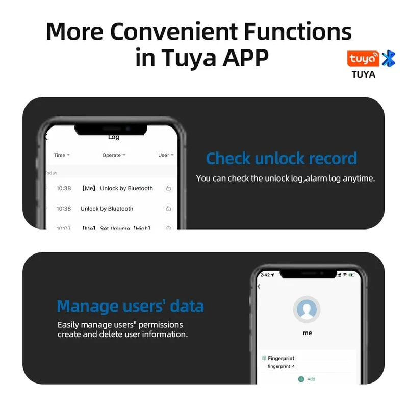 RAYKUBE M5 Tuya BLE Fingerabdruck-Türschloss Digitales elektronisches Schloss mit Passwort/Schlüssel/IC-Karte/Smartlife/Tuya APP-Entsperren