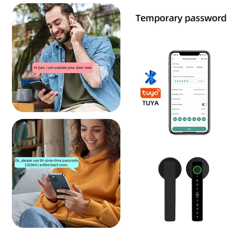 RAYKUBE M5 Tuya BLE Fingerabdruck-Türschloss Digitales elektronisches Schloss mit Passwort/Schlüssel/IC-Karte/Smartlife/Tuya APP-Entsperren