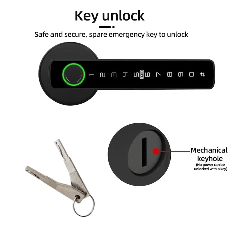 RAYKUBE M5 Tuya BLE Fingerabdruck-Türschloss Digitales elektronisches Schloss mit Passwort/Schlüssel/IC-Karte/Smartlife/Tuya APP-Entsperren