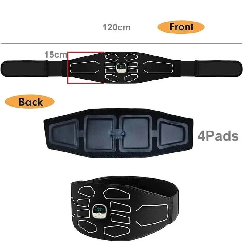 Elektronischer EMS-Muskelstimulator, Bauchmuskeltrainer, Bauchmuskelgürtel mit Fernbedienung, Bauchtrainer, Fitnessgerät für zu Hause, USB-Aufladung