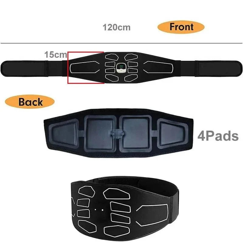 Elektronischer EMS-Muskelstimulator, Bauchmuskeltrainer, Bauchmuskelgürtel mit Fernbedienung, Bauchtrainer, Fitnessgerät für zu Hause, USB-Aufladung
