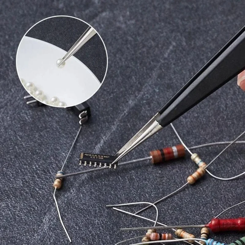 6-teiliges Präzisions-Pinzetten-Set, ESD-antistatische Edelstahl-Pinzetten-Reparaturwerkzeuge für die Elektronikreparatur, Lötarbeiten