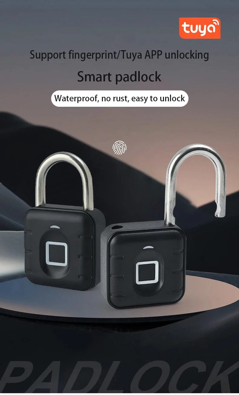 Elektronisches Schloss Tuya Bluetooth Fingerabdruck-Vorhängeschloss Digitales Gepäckschloss APP Temporäres Passwort Fern IP67 Dekompressionsspielzeug