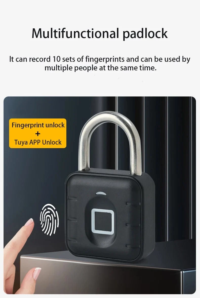 Elektronisches Schloss Tuya Bluetooth Fingerabdruck-Vorhängeschloss Digitales Gepäckschloss APP Temporäres Passwort Fern IP67 Dekompressionsspielzeug