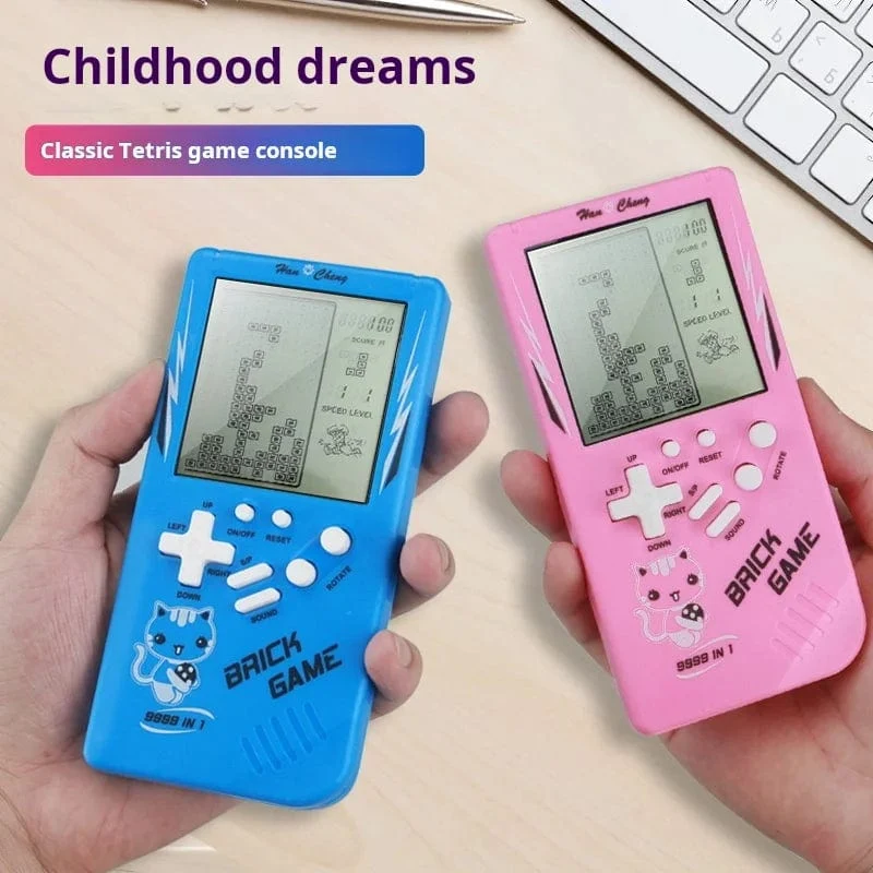 Tetris-Spielkonsole mit großem Bildschirm, Retro, klassische Retro-Handheld-Spielkonsole für Kinder, elektronisches Spielzeug