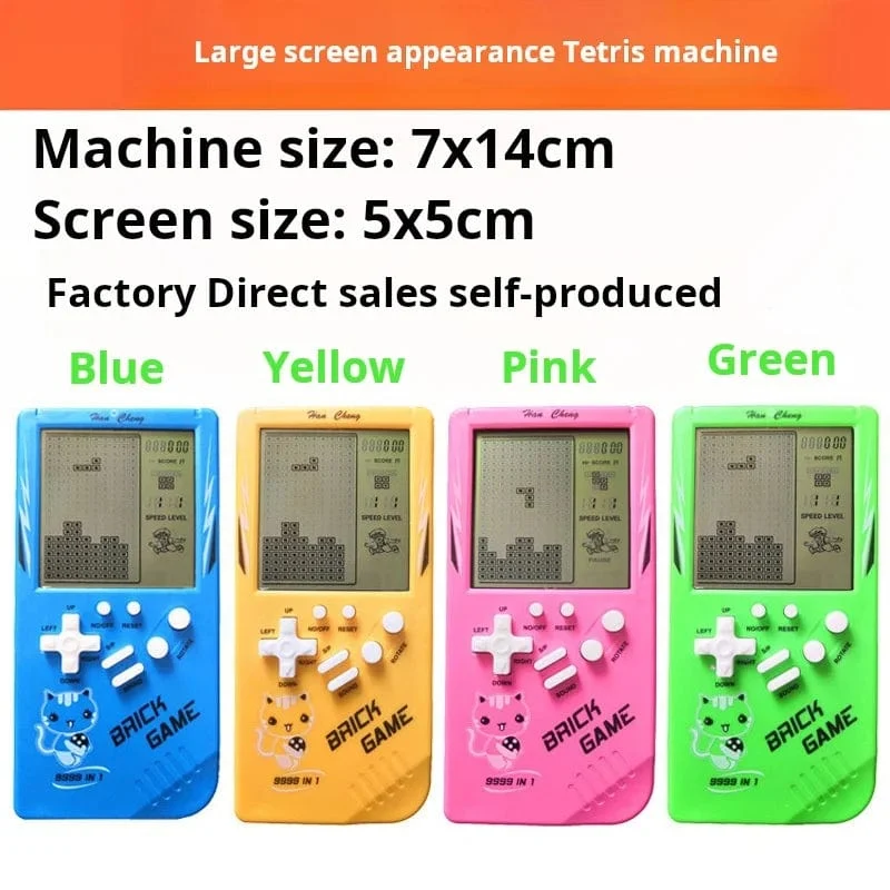 Tetris-Spielkonsole mit großem Bildschirm, Retro, klassische Retro-Handheld-Spielkonsole für Kinder, elektronisches Spielzeug