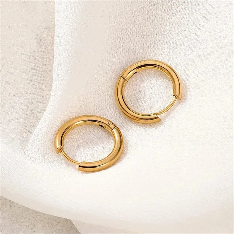 5 teile/los Edelstahl Kreis Hoop Ohrringe Für Frauen Mädchen Schwarz Gold Farbe Silber Farbe Runde Geometrie Ohrringe Schmuck