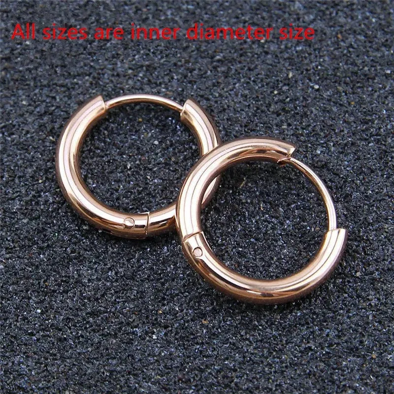 5 teile/los Edelstahl Kreis Hoop Ohrringe Für Frauen Mädchen Schwarz Gold Farbe Silber Farbe Runde Geometrie Ohrringe Schmuck