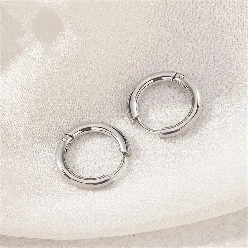 5 teile/los Edelstahl Kreis Hoop Ohrringe Für Frauen Mädchen Schwarz Gold Farbe Silber Farbe Runde Geometrie Ohrringe Schmuck