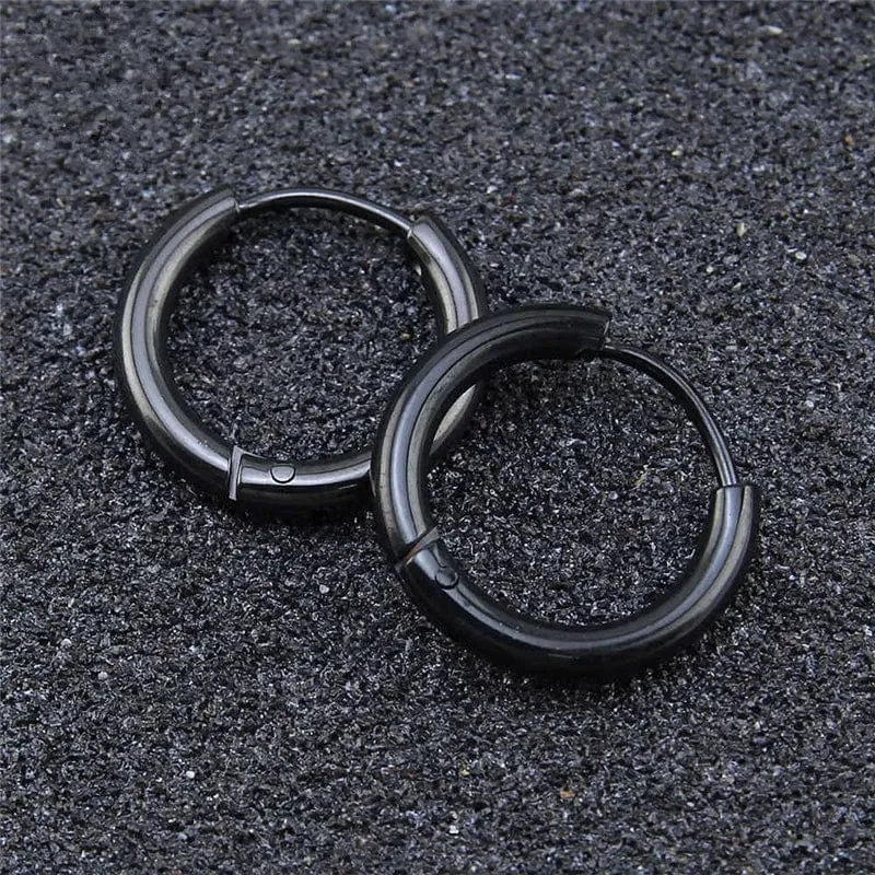5 teile/los Edelstahl Kreis Hoop Ohrringe Für Frauen Mädchen Schwarz Gold Farbe Silber Farbe Runde Geometrie Ohrringe Schmuck