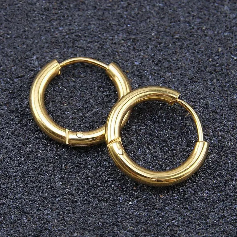 5 teile/los Edelstahl Kreis Hoop Ohrringe Für Frauen Mädchen Schwarz Gold Farbe Silber Farbe Runde Geometrie Ohrringe Schmuck