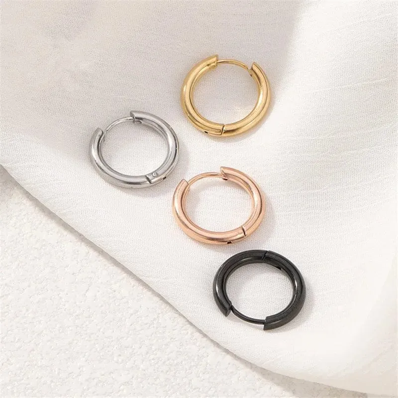 5 teile/los Edelstahl Kreis Hoop Ohrringe Für Frauen Mädchen Schwarz Gold Farbe Silber Farbe Runde Geometrie Ohrringe Schmuck